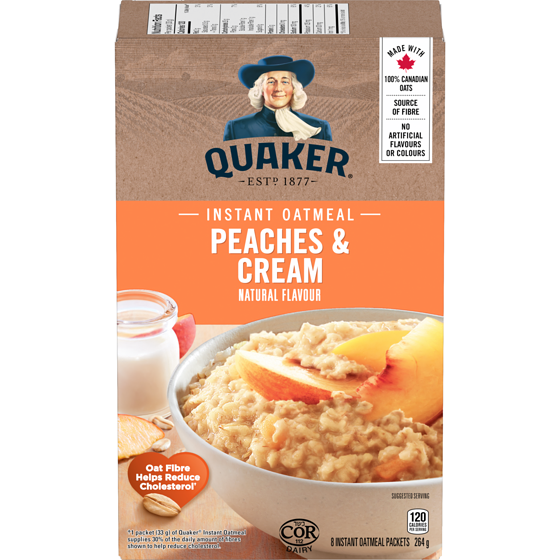Quaker Peaches & Cream Flavour Instant Oatmeal 264 g, $1.44/100g
