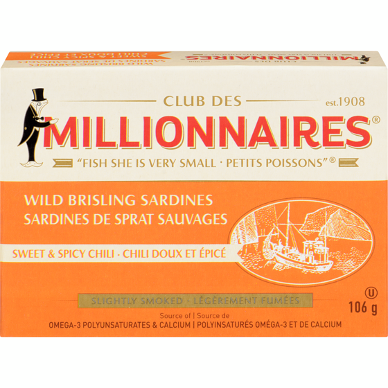 Millionnaires Sweet & Spicy Chili Sardines 106 g, $3.29/100g