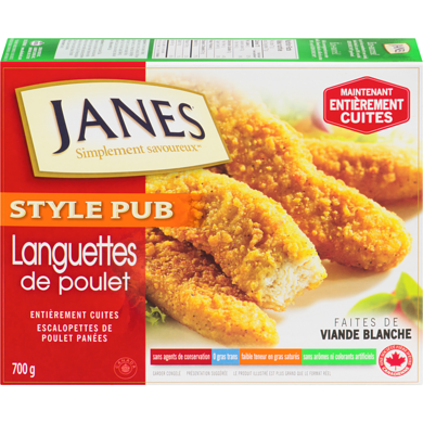 Janes Languettes de poulet style pub, entièrement cuites 700 g, 0,85 $/100g