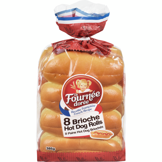 LA FOURNEE DOREE Brioche Hot Dog Rolls 385 g, $1.50/100g
