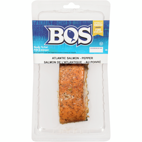 Bos Atlantic Salmon Naturally Smoked Pepper 125 g, $7.19/100g