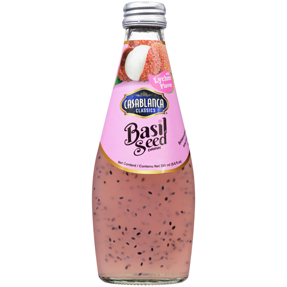 Casablanca Basil Seed Drink with Lychee Flavor 290 ml, $0.44/100ml