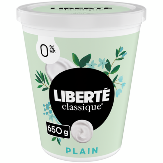 Liberte Classique 0% Smooth Traditional Yogurt, Plain 650 g, $0.54/100g