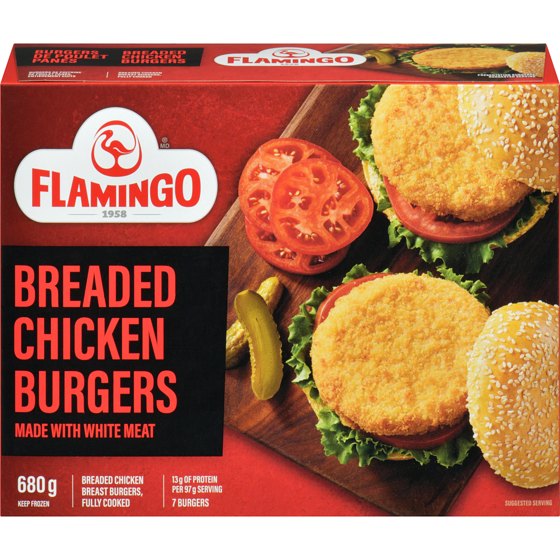 Flamingo Chicken Burger 680 g, $1.25/100g
