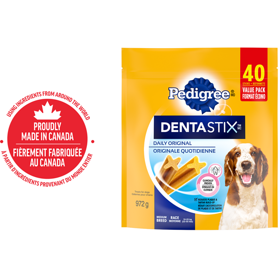 Pedigree Gâteries de soins buccodentaires Dentastix saveur originale pour chiens adultes de race moyenne 972 g, 2,26 $/100g