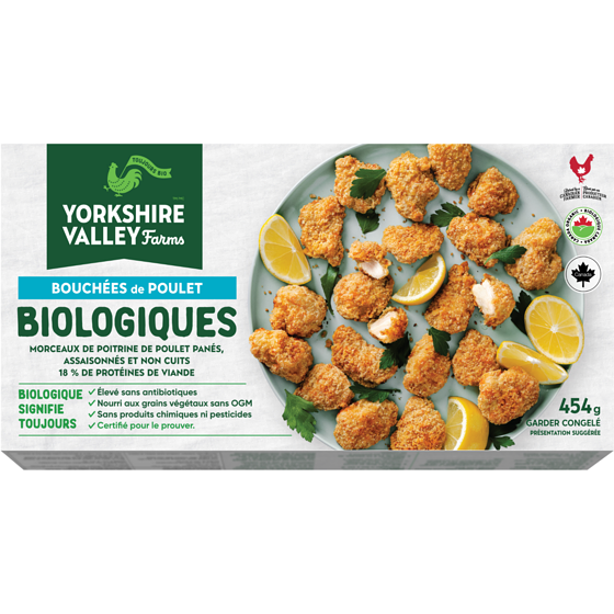 Yorkshire Valley Farms Bouchées de poulet biologique 454 g, 3,30 $/100g