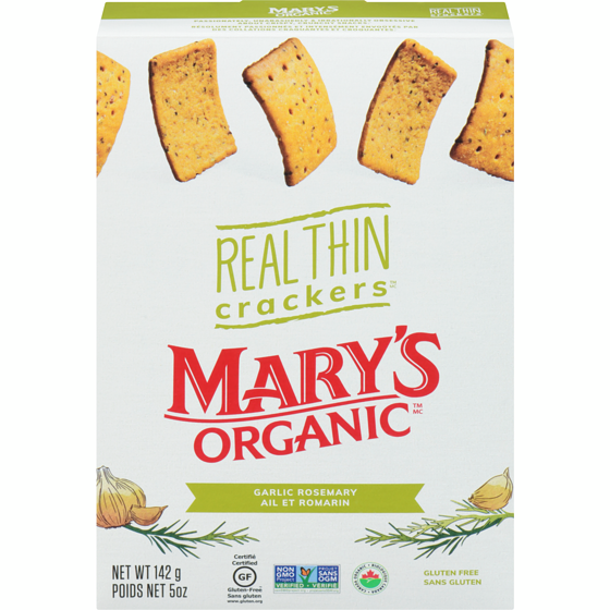 Marys Crackers Real Thin Crackers Garlic Rosemary 142 g, $5.63/100g