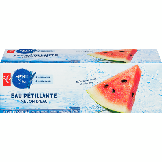 PC Menu Bleu Eau pétillante melon d'eau 12x355.0 ml, 0,16 $/100ml