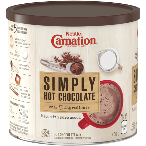 Carnation Simply Hot Chocolate, Canister 400 g, $2.00/100g