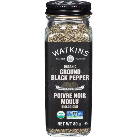 Watkins Poivre noir moulu biologique 80 g, 9,99 $/100g