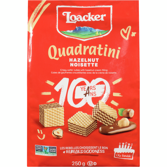 Loacker Quadratini Bite Size Wafer Cookies Hazelnut 250 g, $2.40/100g