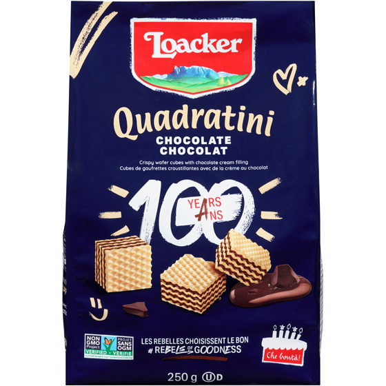 Loacker Cookies, Quadratini Bite Size Wafer  Chocolate 250 g, $2.40/100g