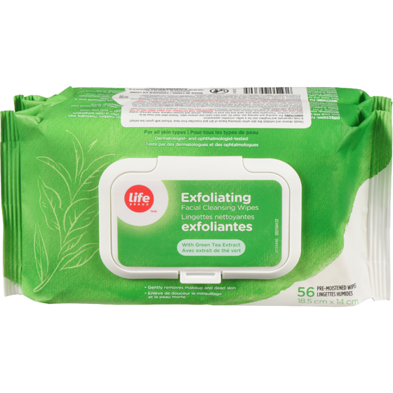 Life Brand Exfoliating Facial Cleansing Wipes, With Green Tea Extract 112 ea, $0.09/1ea