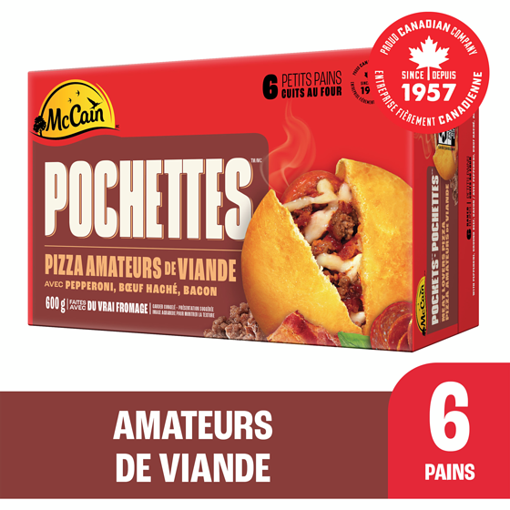 McCain Pizza Pochettes Amateurs de viande paquet de 6 600 g, 1,08 $/100g