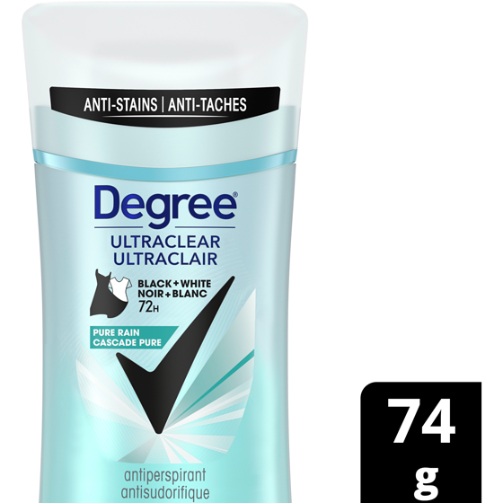 Degree UltraClear Black + White Antiperspirant Pure Rain 74 g, $8.11/100g