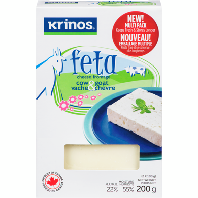 Krinos Cow & Goat Feta Cheese   200 g, $3.50/100g