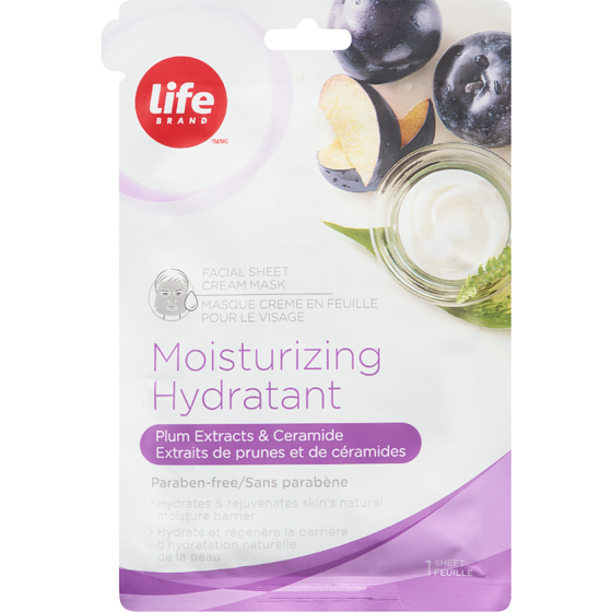 Life Brand Moisturizing Facial Sheet Cream Mask, Plum Extracts & Ceramide 1 ea, $1.79/1ea