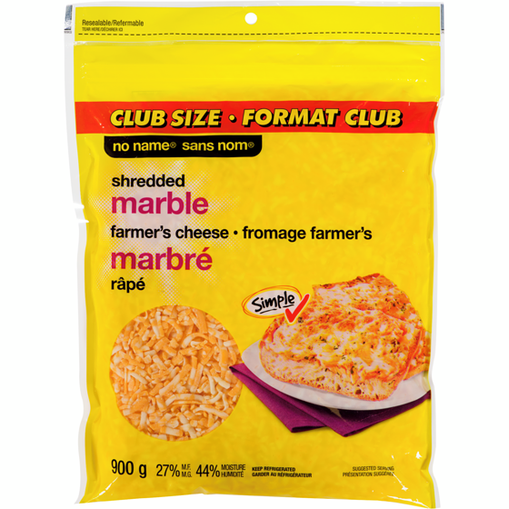 No Name Shredded Marble Farmer's Cheese 900 g, $1.72/100g