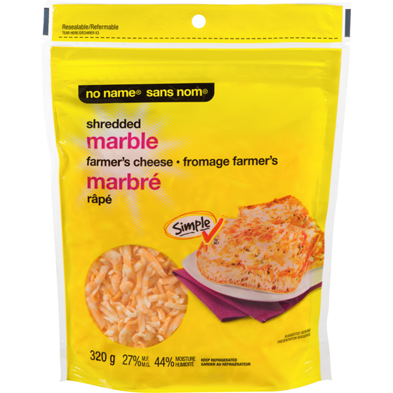 Sans Nom Fromage farmer’s marbré râpé 320 g, 2,03 $/100g