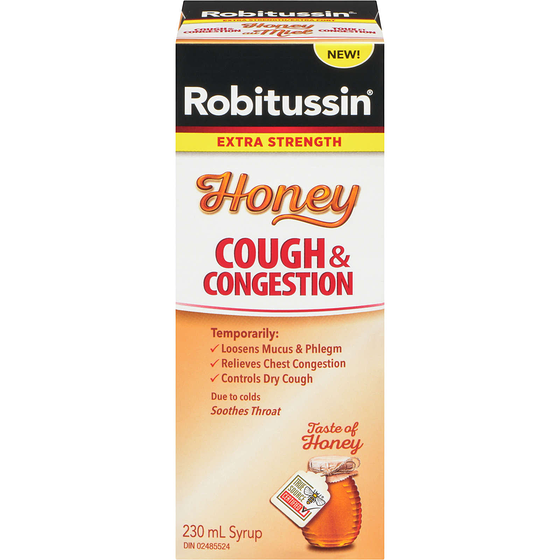 Robitussin Extra Strength Honey Cough & Congestion Syrup 230 ml, $8.26/100ml