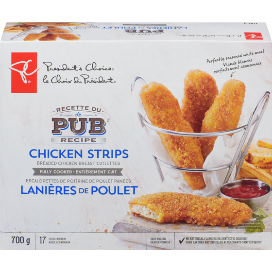le Choix du Président Recette Pub Lanieres Poulet, entièrement cuits 700 g, 1,00 $/100g
