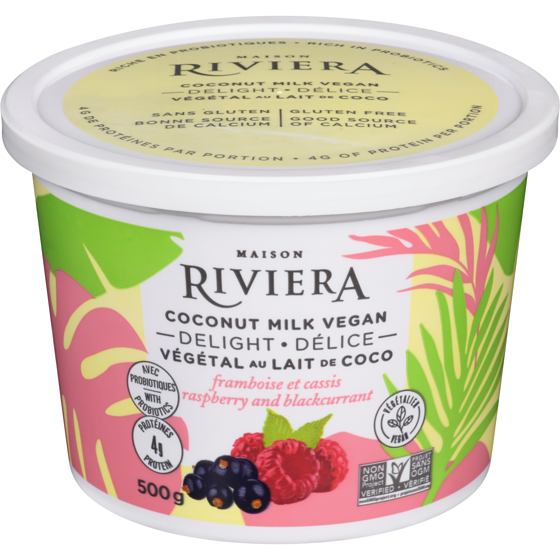 Riviera Coconut Milk Vegan Yogurt - Raspberry Blackcurrant 500 g, $1.26/100g