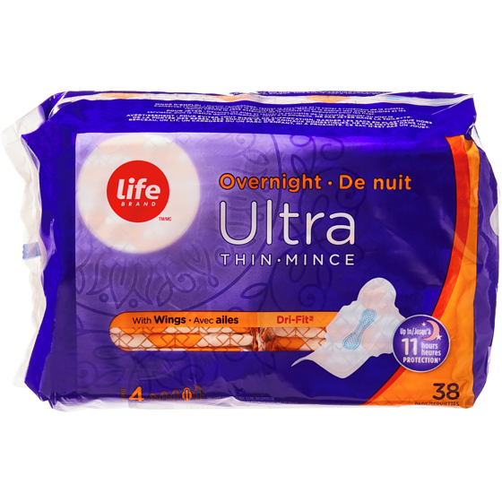 Life Serviettes de nuit ultra minces, emballage de 38 38 ea, 0,16 $/1ch