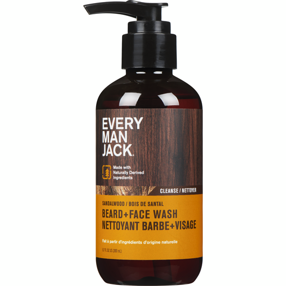 Every Man Jack Nettoyant pour Barbe et Visage, Bois de santal 200 ml, 7,00 $/100ml