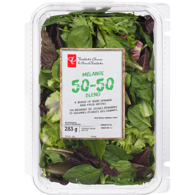President's Choice 50-50 Blend - A Blend of Baby Spinach and Field Greens 0.283 kg, $2.12/100g