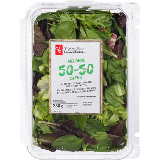 le Choix du Président Mélange 50-50 - Un mélange de jeunes épinards et légumes-feuilles des champs 0.283 kg, 2,12 $/100g