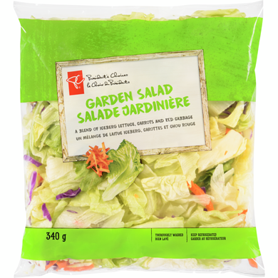 President's Choice Garden Salad 0.34 kg, $1.32/100g
