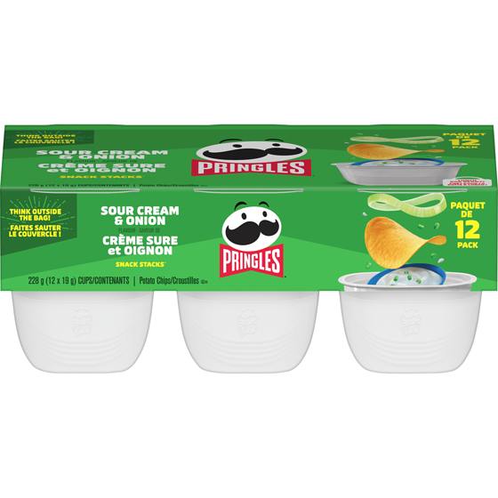Pringles Snack Stacks, Crème sure et oignon 228 g, 3,29 $/100g