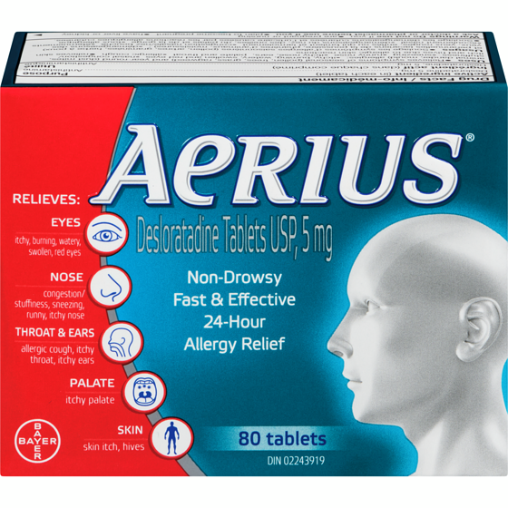 Aerius Allergy Medicine, Fast Relief, 24-Hour, Non-Drowsy 80 ea, $0.72/1ea