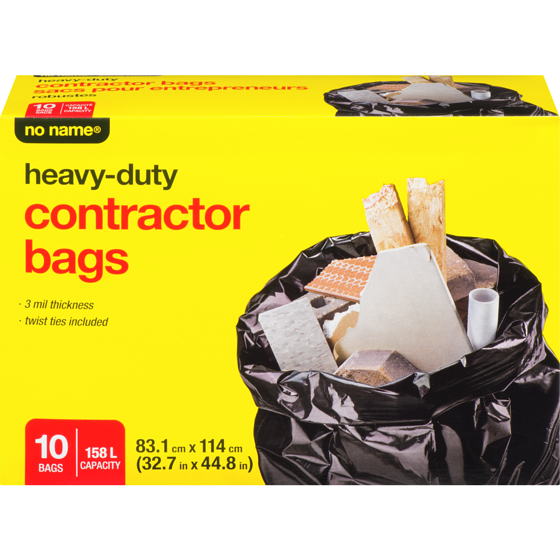 No Name Heavy-Duty Contractor Bags  10 ea, $1.25/1ea