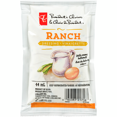 President's Choice Ranch Dressing Pouch 44 ml, $1.36/100ml