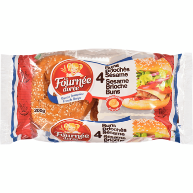 LA FOURNEE DOREE Sesame Brioche Burger Buns 200 g, $2.50/100g
