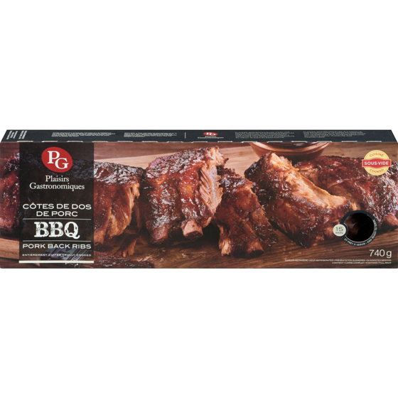 Plaisirs Gastronomiques Côtes de dos de porc BBQ 740 g, 2,43 $/100g