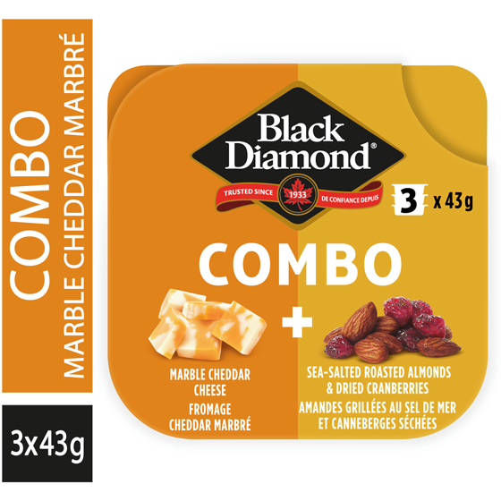 Black Diamond Combo - Marble Cheese Almonds & Dried Cranberries 127.6 g, $4.69/100g