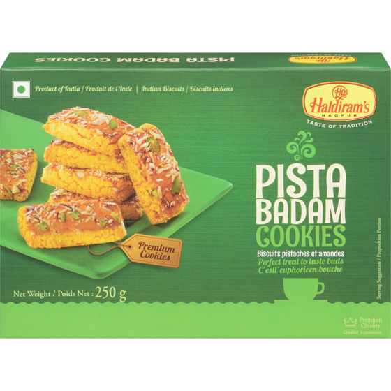 Haldiram Indian Biscuits Pista Badam Cookies 250 g, $1.80/100g