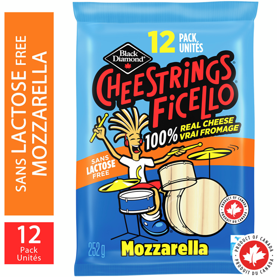 Black Diamond Lactose-Free Mozzarella Cheestrings 252 g, $2.37/100g