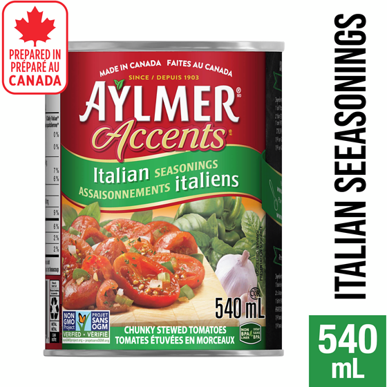 Aylmer Tomatoes Accents Italian 540 ml, $0.55/100ml