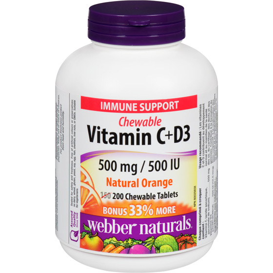 Webber Naturals Vitamin C+D3 500 mg / 500 IU Natural Orange 200 ea, $0.07/1ea