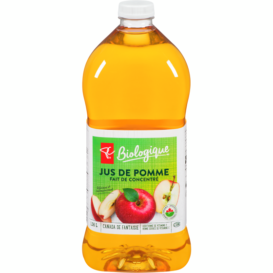 PC Biologique Jus de pomme fait de concentré 1.36 l, 0,33 $/100ml