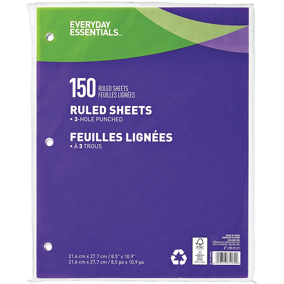 Everyday Essentials Papier ligné 1 ea, 3,50 $/1ch