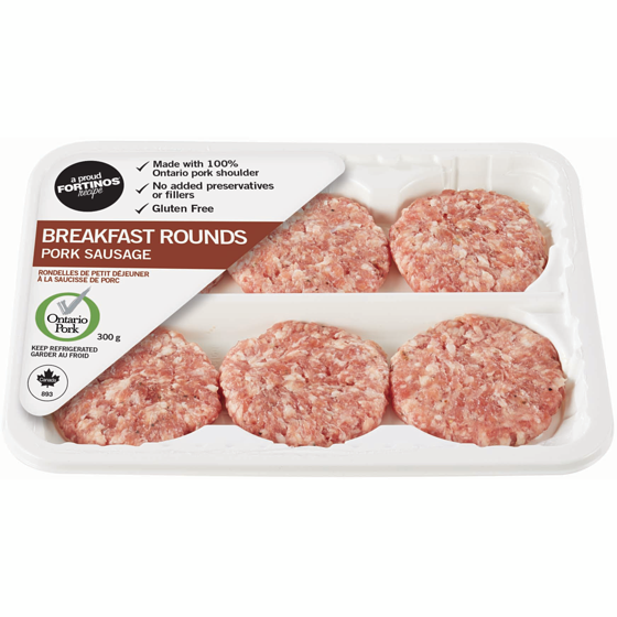 Fortinos Breakfast Sausage Rounds 300 g, $2.16/100g