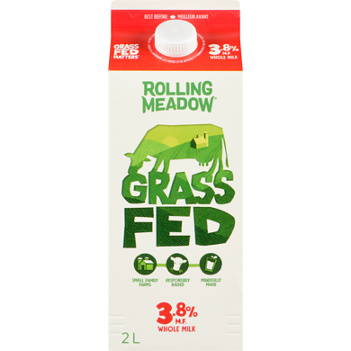 Rolling Meadow Grass Fed 3.8% Milk 2 l, $0.42/100ml