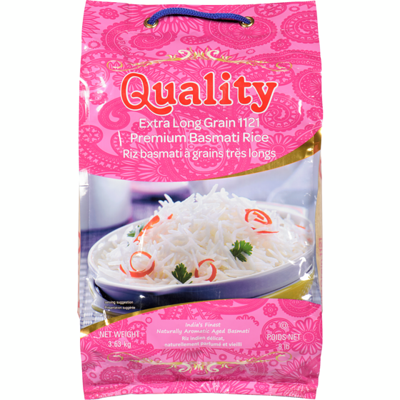 Quality Basmati Rice      3.63 kg, $0.44/100g