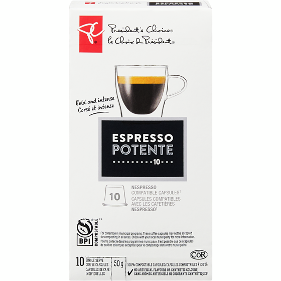 le Choix du Président Cartouches individuelles de café Espresso Potente PCᴹᴰ 10 ea, 79,90 $/100ch