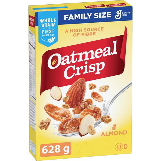 General Mills Oatmeal Crisp Breakfast Cereal, Almond, Family Size, High Fibre 628 g, $1.03/100g