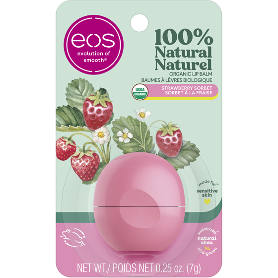EOS 100 % Naturels et Biologiques Baumes Labiaux, Sorbet à la fraise 7 g, 71,29 $/100g